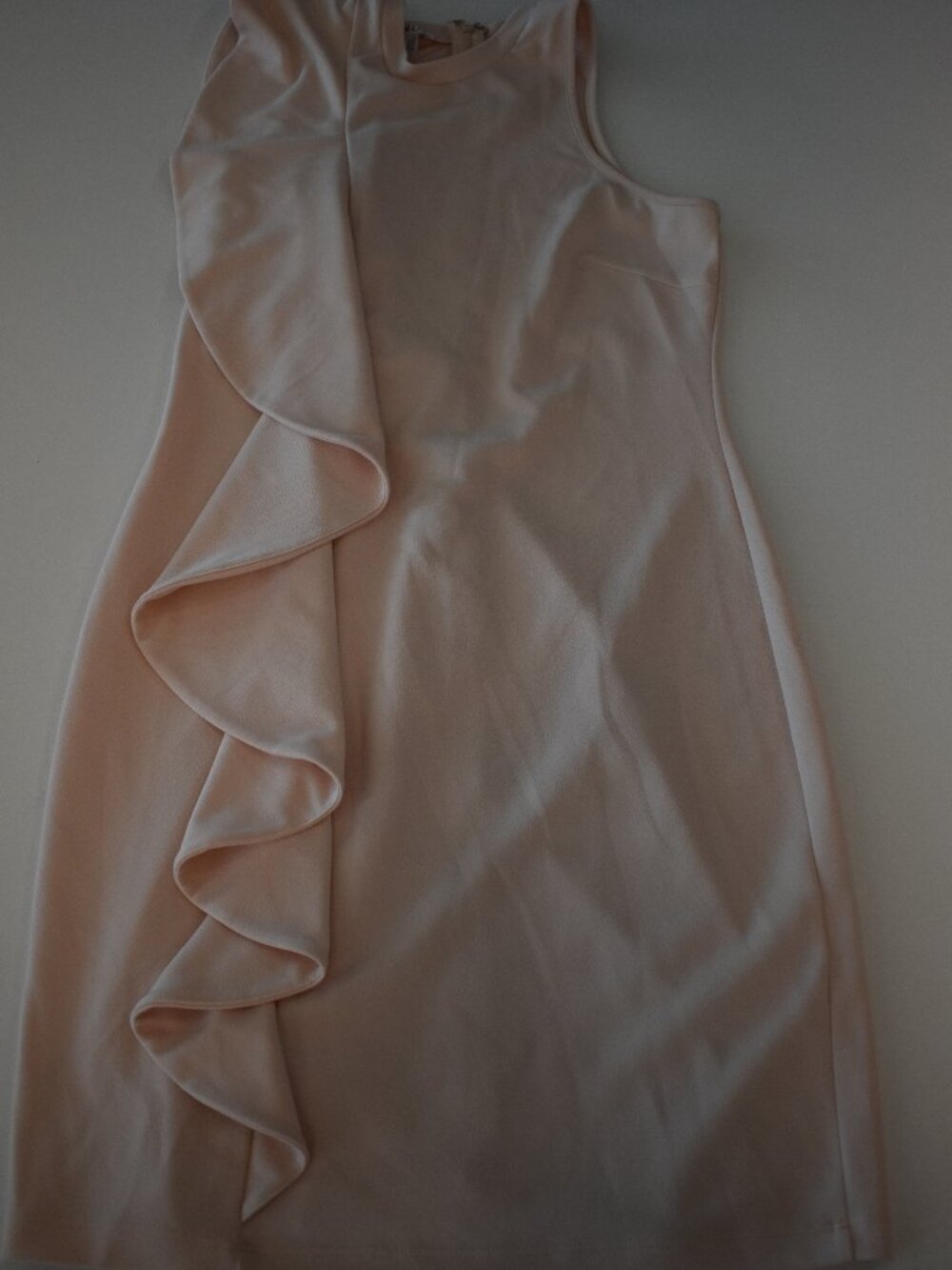 VENUS Women Small Blush Pink Ruffle Sheath Dress Sleeveless Cocktail Party